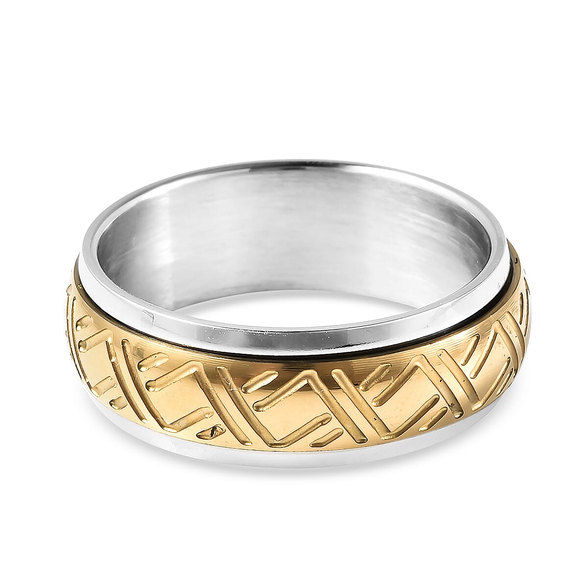 ION Plated YG & Stainless Steel Spinner Band Ring (Size 9.0) image number 4