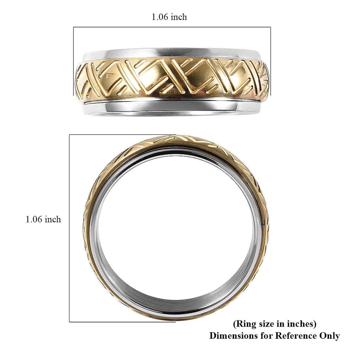 ION Plated YG & Stainless Steel Spinner Band Ring (Size 9.0) image number 5