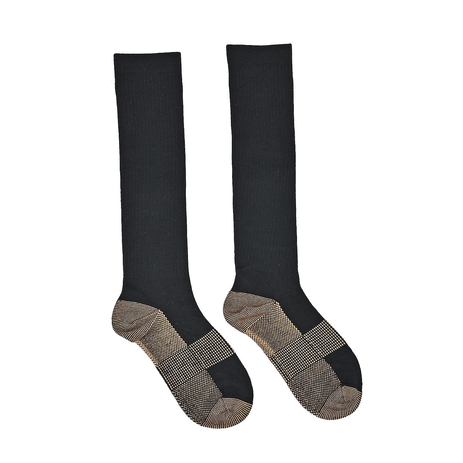 La Marey Set of 4 Pairs Copper Infused Compression Knee Length Socks - Classic Multi Color (L/XL)