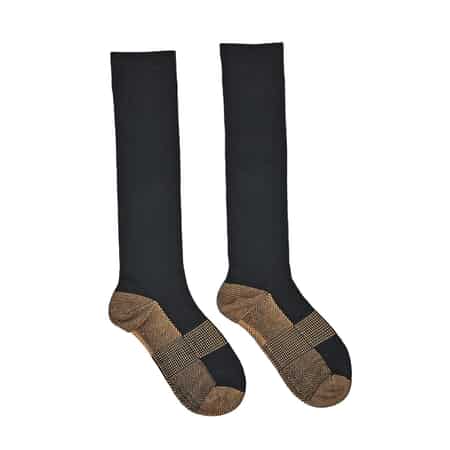 Set of 4 Pairs Copper Infused Compression Knee Length Socks - Classic Multi Color (L/XL) image number 4
