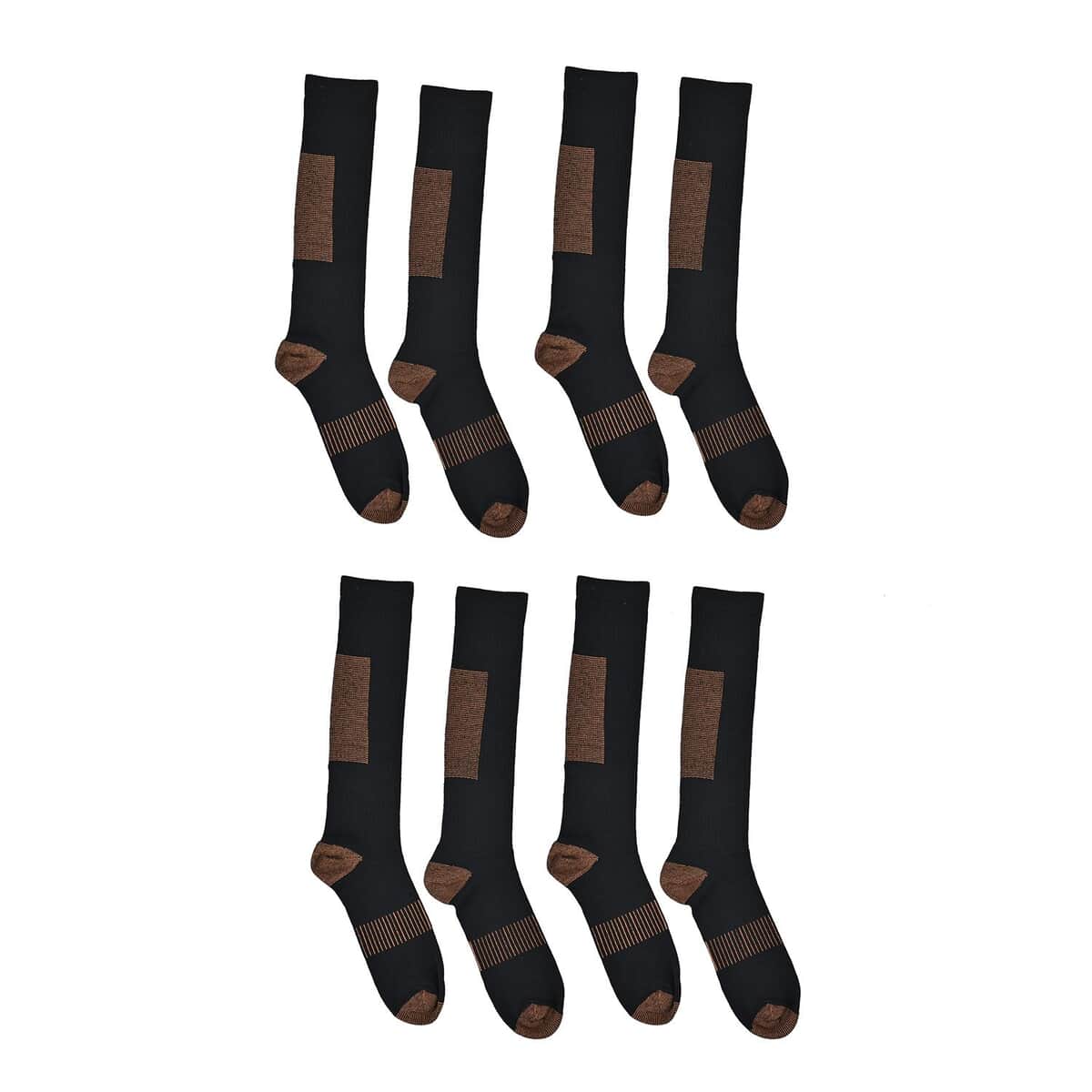 Set of 4 Pairs Knee Length Copper Infused Compression Socks - Black (L/XL) image number 0