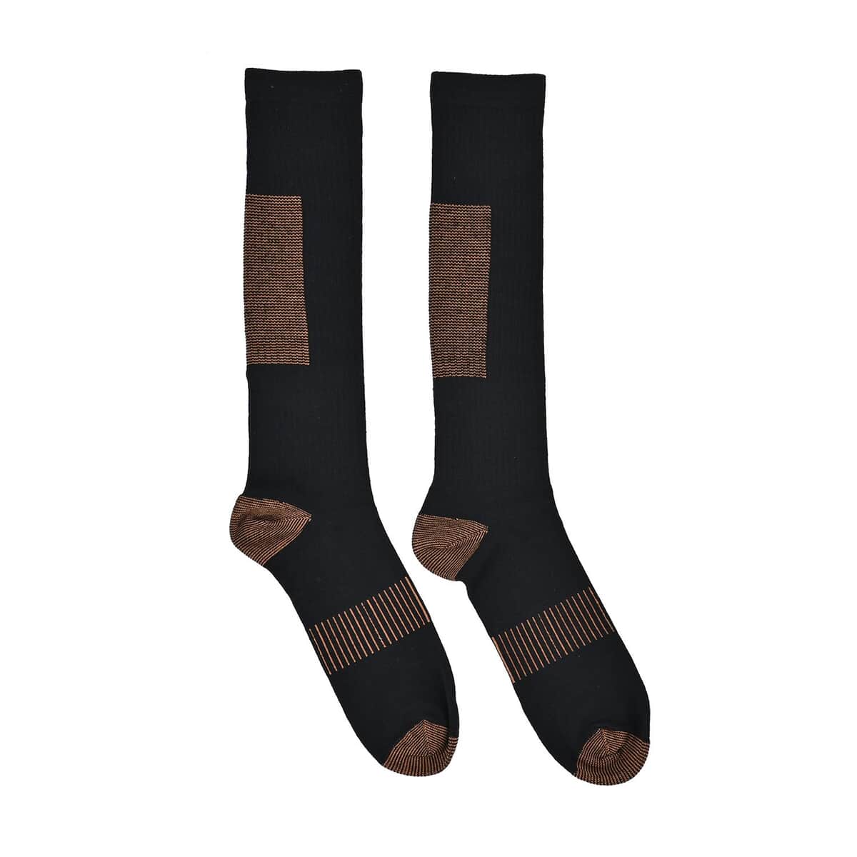 Set of 4 Pairs Knee Length Copper Infused Compression Socks - Black (L/XL) image number 1