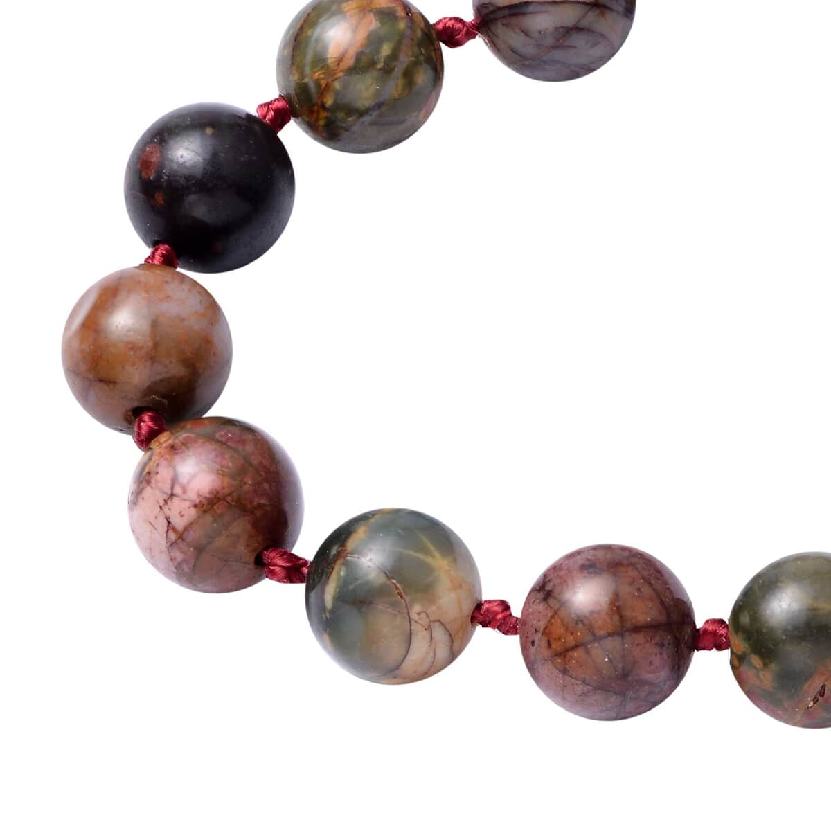 Picasso Jasper 288.50 ctw 10-12mm Beaded Necklace in Stainless Steel 18-20 Inches image number 3