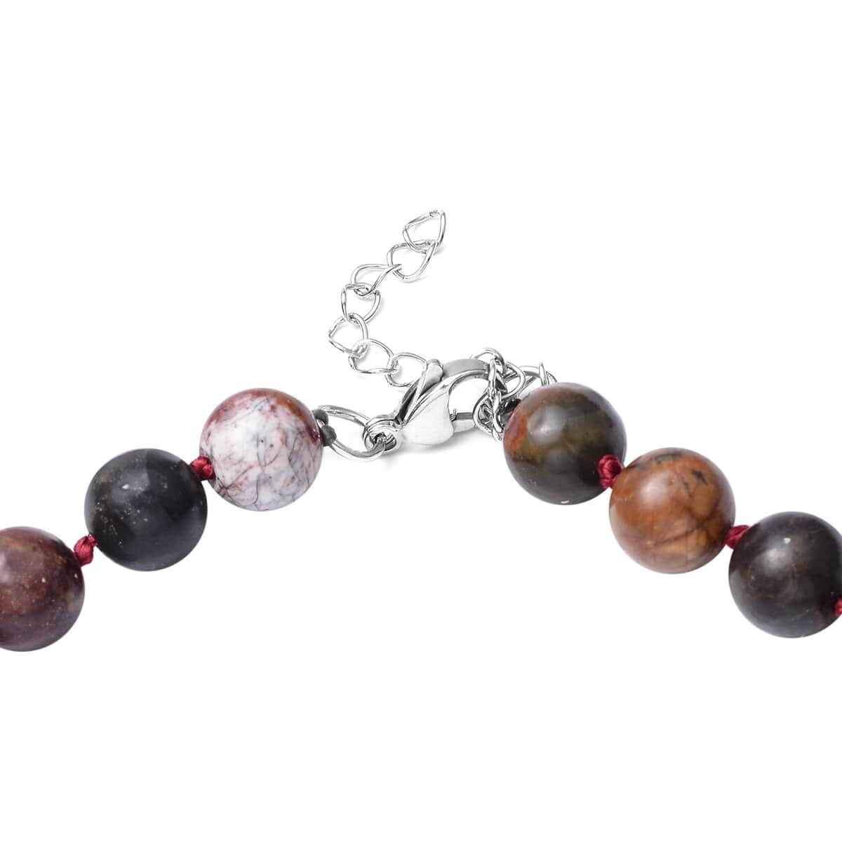 Picasso Jasper 288.50 ctw 10-12mm Beaded Necklace in Stainless Steel 18-20 Inches image number 4