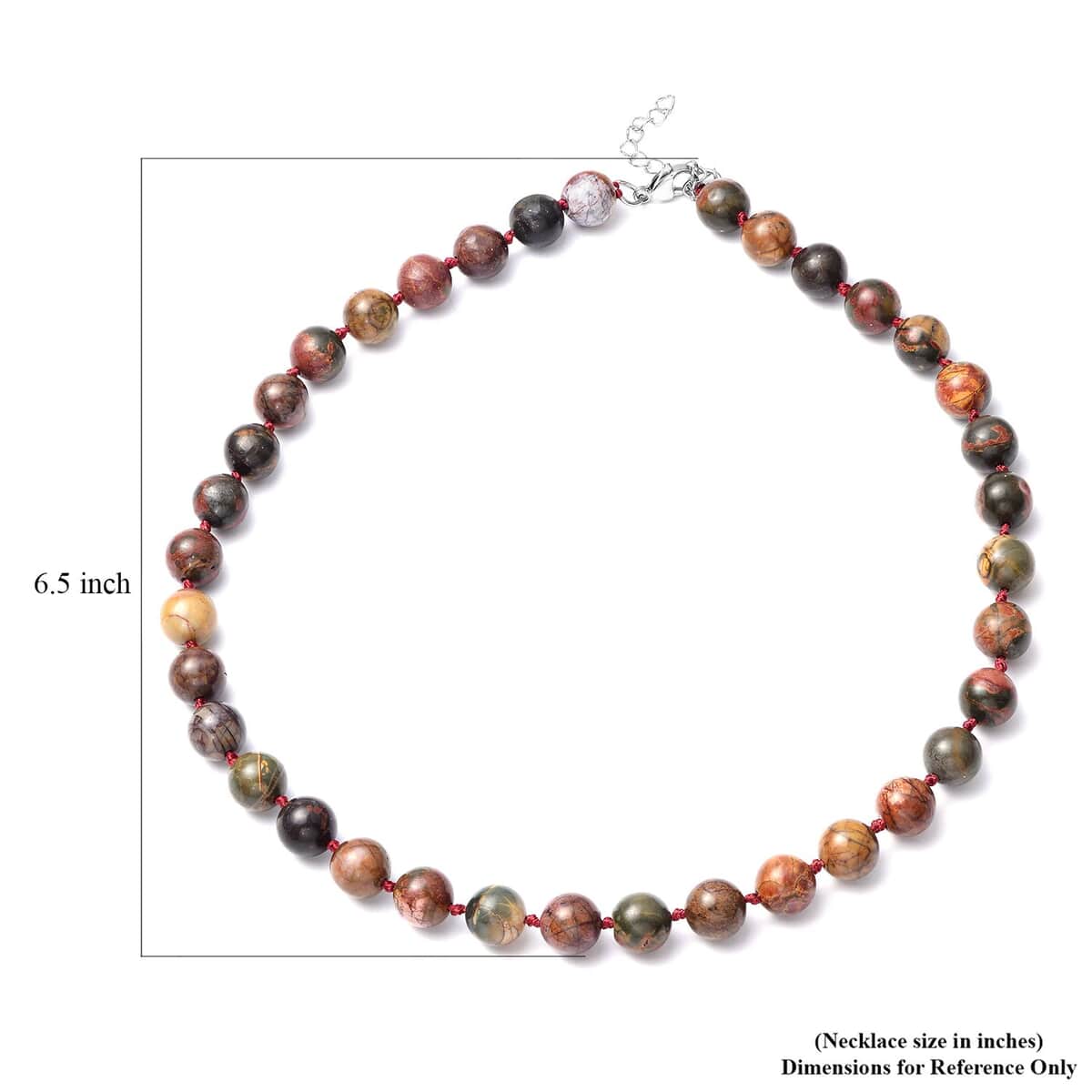 Picasso Jasper 288.50 ctw 10-12mm Beaded Necklace in Stainless Steel 18-20 Inches image number 5