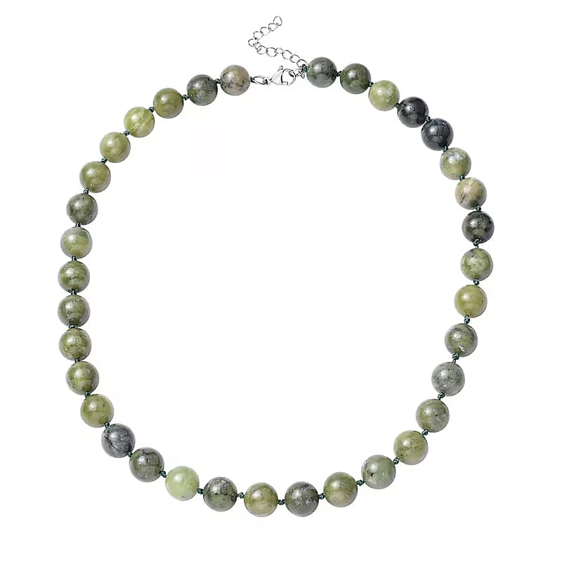 Taiwan Quartzite 456.50 ctw Beaded Necklace in Stainless Steel 20 Inches