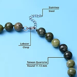 Taiwan Quartzite 456.50 ctw Beaded Necklace in Stainless Steel 20 Inches
