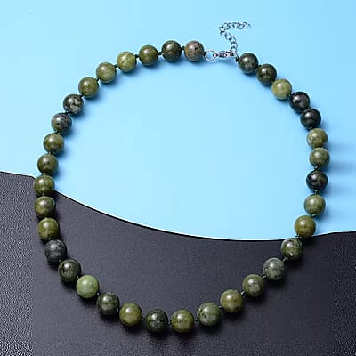 Taiwan Quartzite 456.50 ctw Beaded Necklace in Stainless Steel 20 Inches