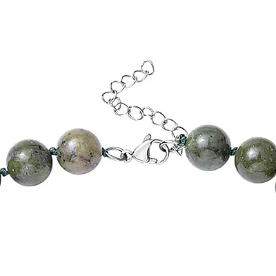 Taiwan Quartzite 456.50 ctw Beaded Necklace in Stainless Steel 20 Inches