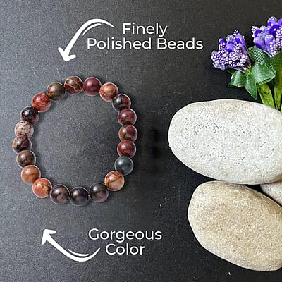 Picasso Jasper Beaded Stretch Bracelet 153.00 ctw, Adjustable Beads Bracelet, Beads Jewelry, Stretchable Bracelet