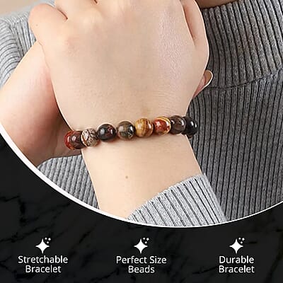 Picasso Jasper Beaded Stretch Bracelet 153.00 ctw, Adjustable Beads Bracelet, Beads Jewelry, Stretchable Bracelet