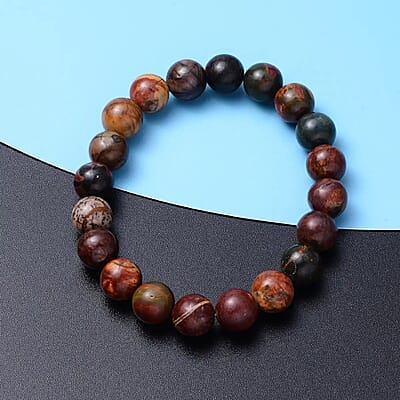 Picasso Jasper Beaded Stretch Bracelet 153.00 ctw, Adjustable Beads Bracelet, Beads Jewelry, Stretchable Bracelet