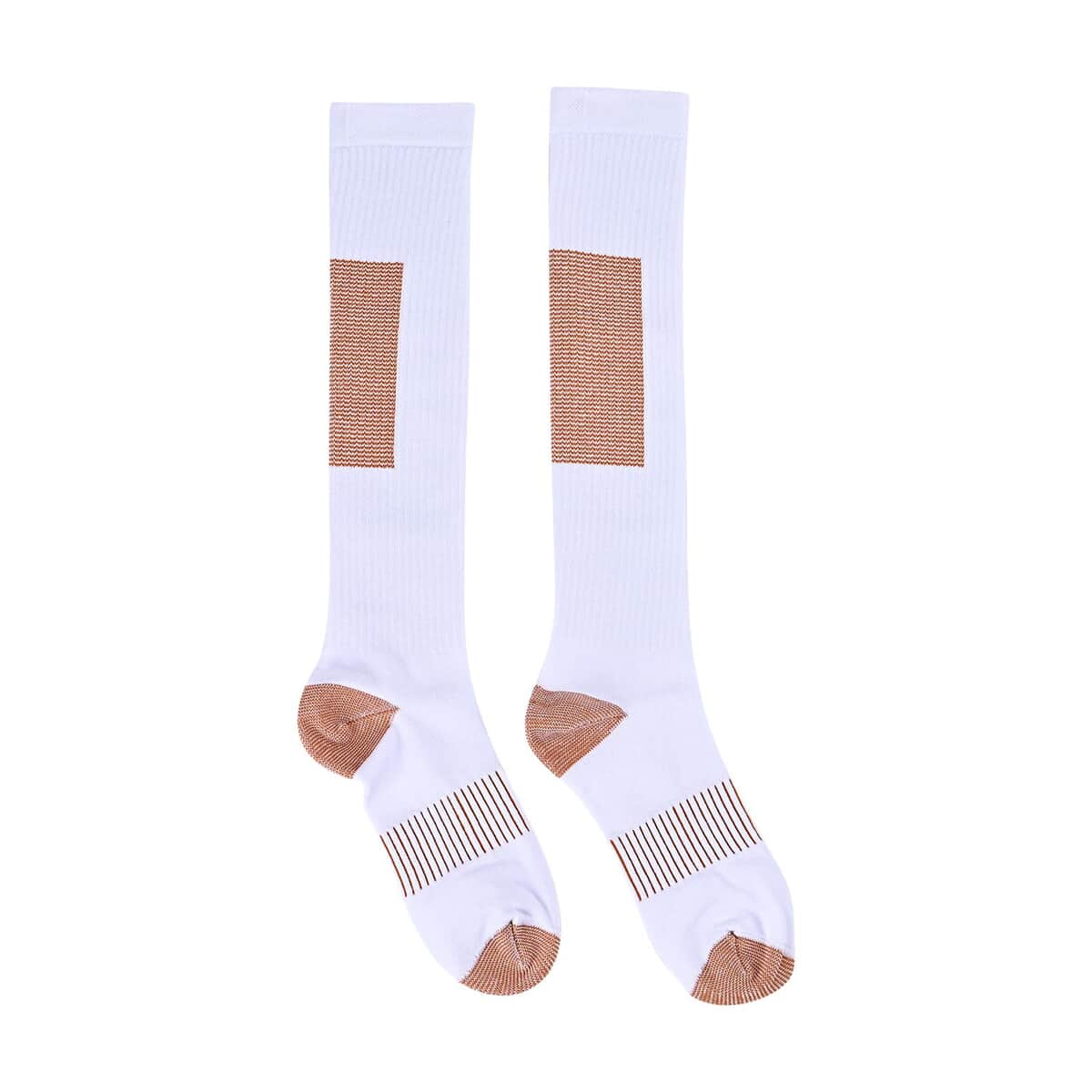 Set of 4 Pairs Knee Length Copper Infused Compression Socks - White (L/XL) image number 1