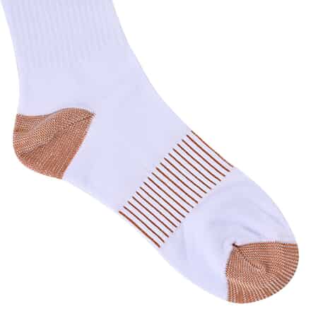 Set of 4 Pairs Knee Length Copper Infused Compression Socks - White (L/XL) image number 2