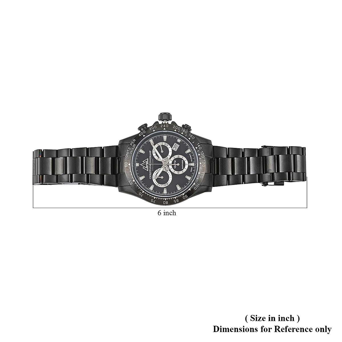 CHRISTOPHE DUCHAMP Swiss Movement ION Plated Black Stainless Steel Watch (42mm) image number 4
