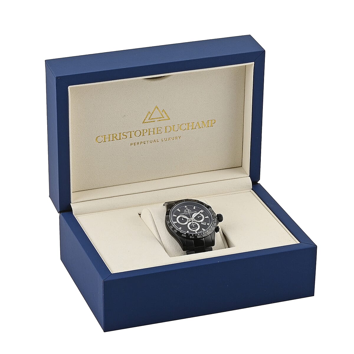 CHRISTOPHE DUCHAMP Swiss Movement ION Plated Black Stainless Steel Watch (42mm) image number 5