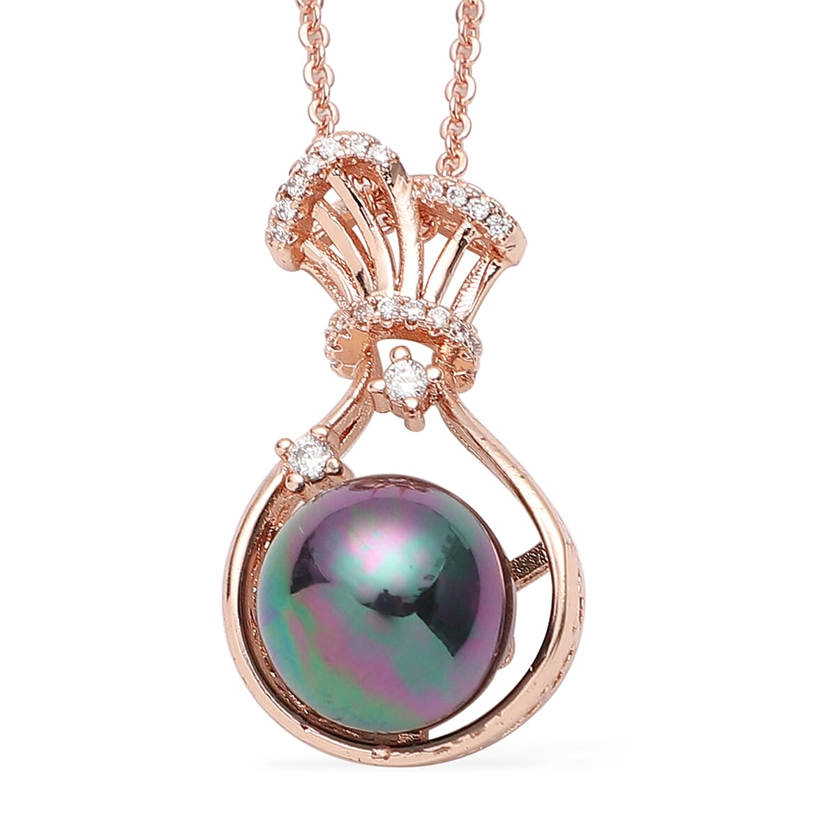 To My Beautiful Bonus Mom Gift Box with Peacock Color Shell Pearl, Simulated Diamond Drop Necklace (17.50 Inches) in Goldtone