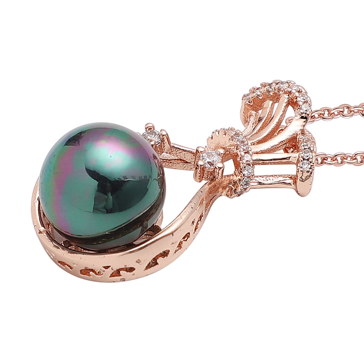 To My Beautiful Bonus Mom Gift Box with Peacock Color Shell Pearl, Simulated Diamond Drop Necklace (17.50 Inches) in Goldtone