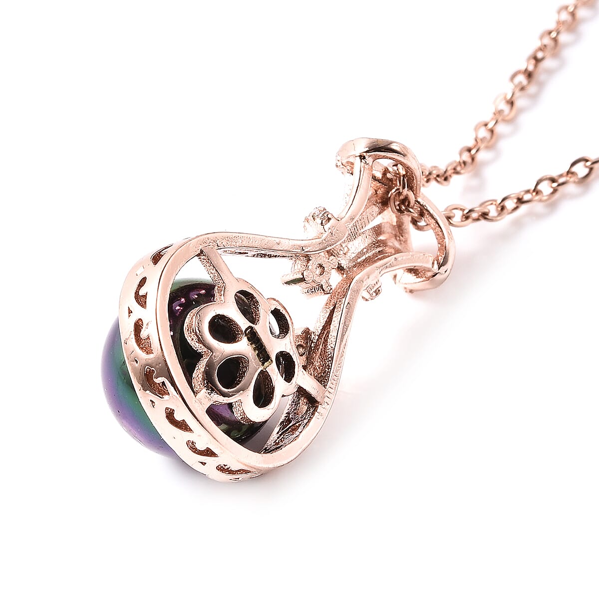 To My Beautiful Bonus Mom Gift Box with Peacock Color Shell Pearl, Simulated Diamond Drop Necklace (17.50 Inches) in Goldtone