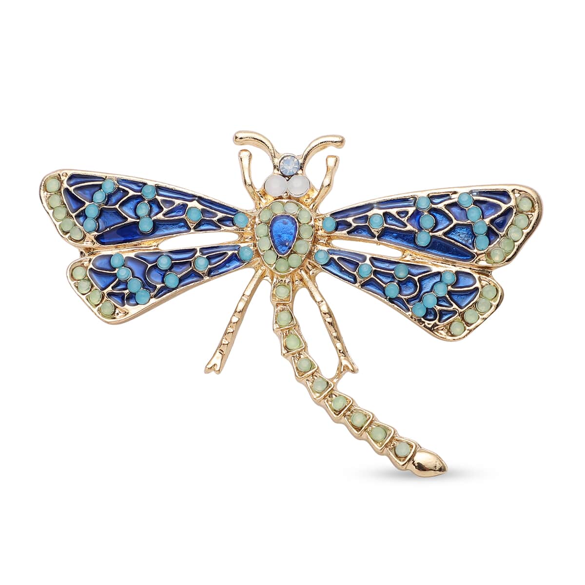 Dear Mom Gift Box with Multi Color Austrian Crystal Enameled Dragonfly Brooch in Goldtone image number 1