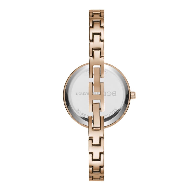 BCBGeneration Austrian Crystal Japanese Movement Adjustable Bangle Watch in Rosetone (30mm)