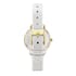 BCBGeneration Austrian Crystal Japanese Movement White Floral Vegan Leather Strap Watch in Goldtone (34mm) image number 2
