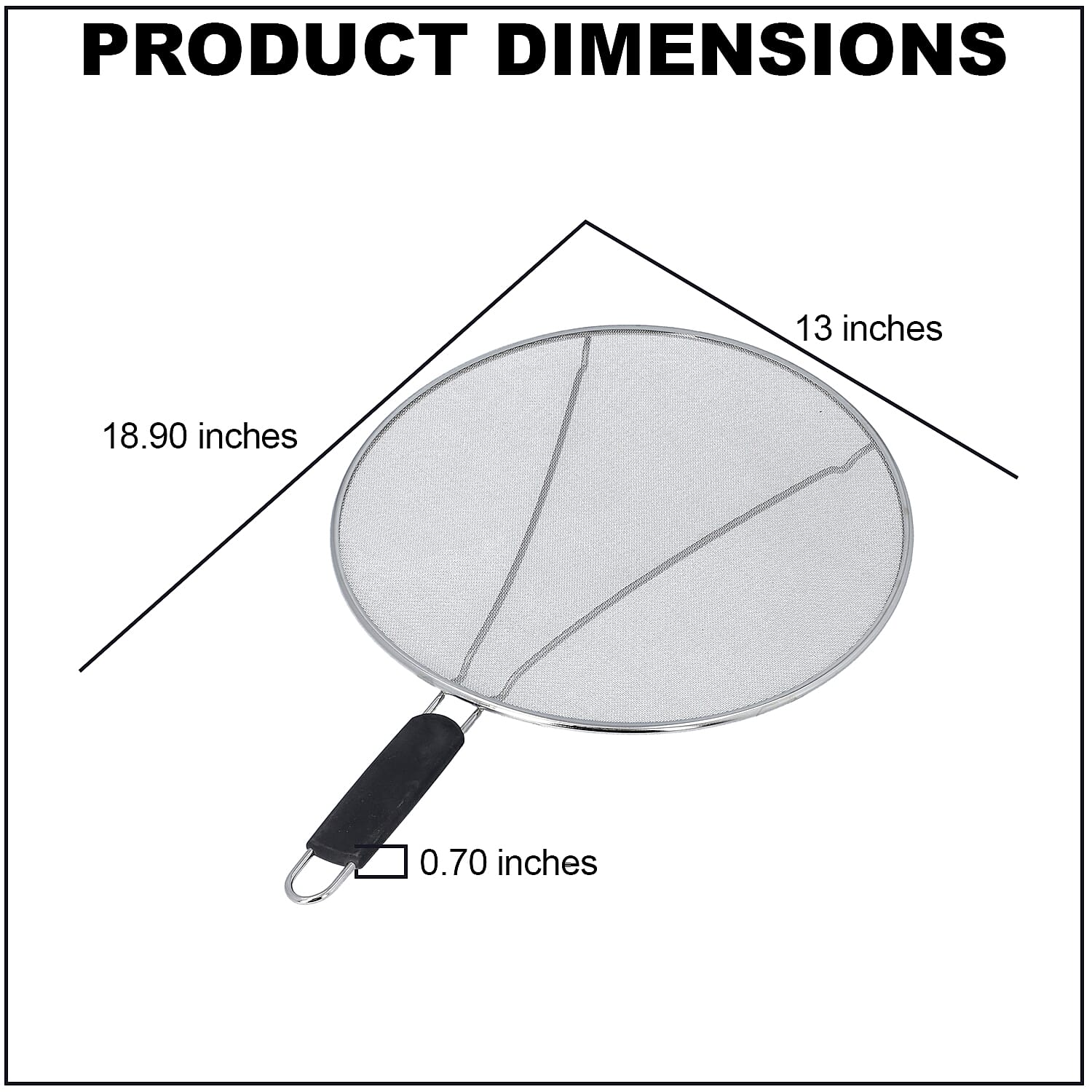 Black & Silver Grease Splatter Screen for Frying Pan in Stainless Steel