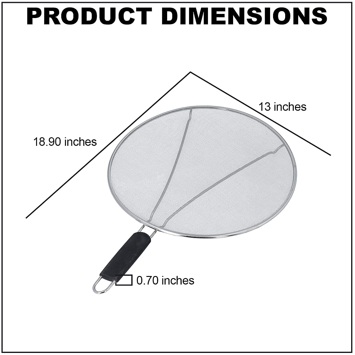 Black & Silver Grease Splatter Screen for Frying Pan in Stainless Steel image number 3
