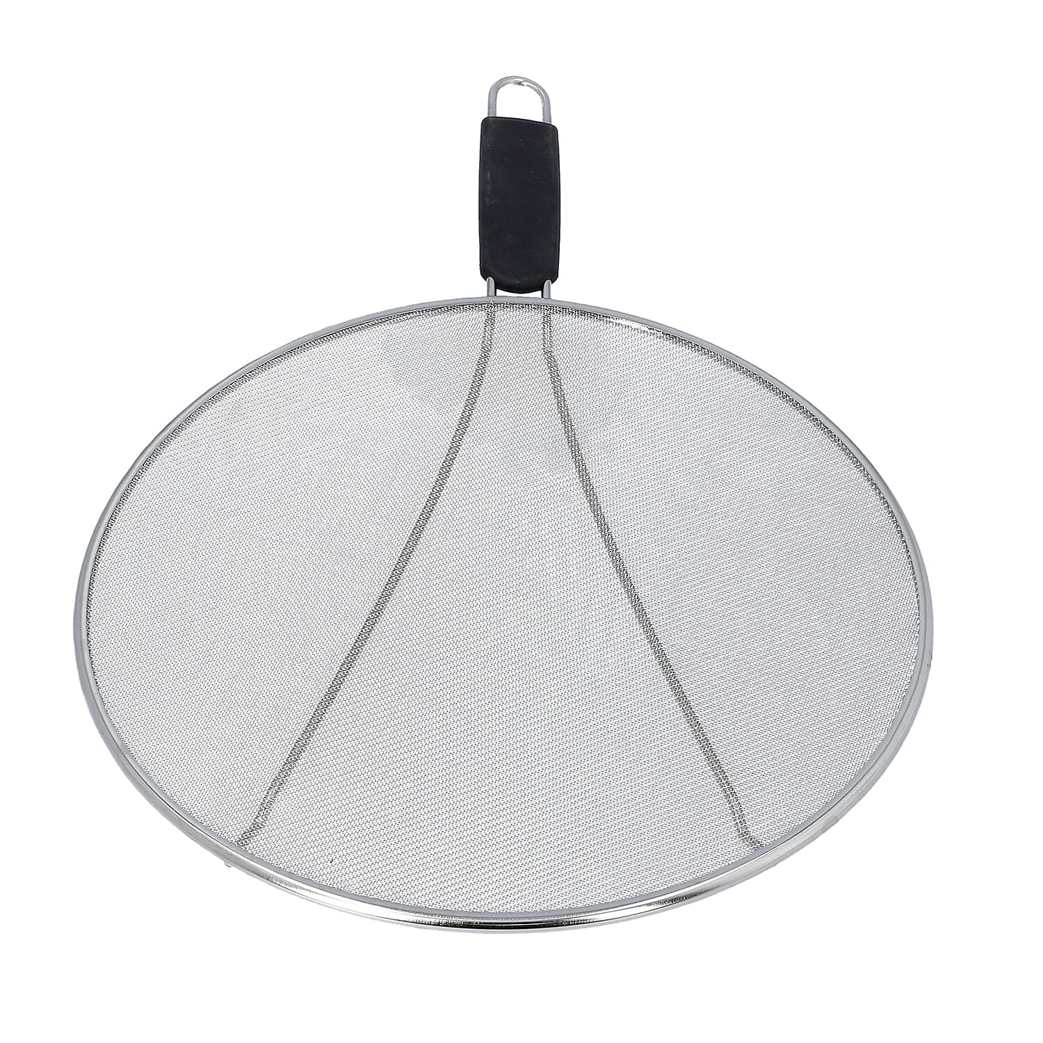Black & Silver Grease Splatter Screen for Frying Pan in Stainless Steel