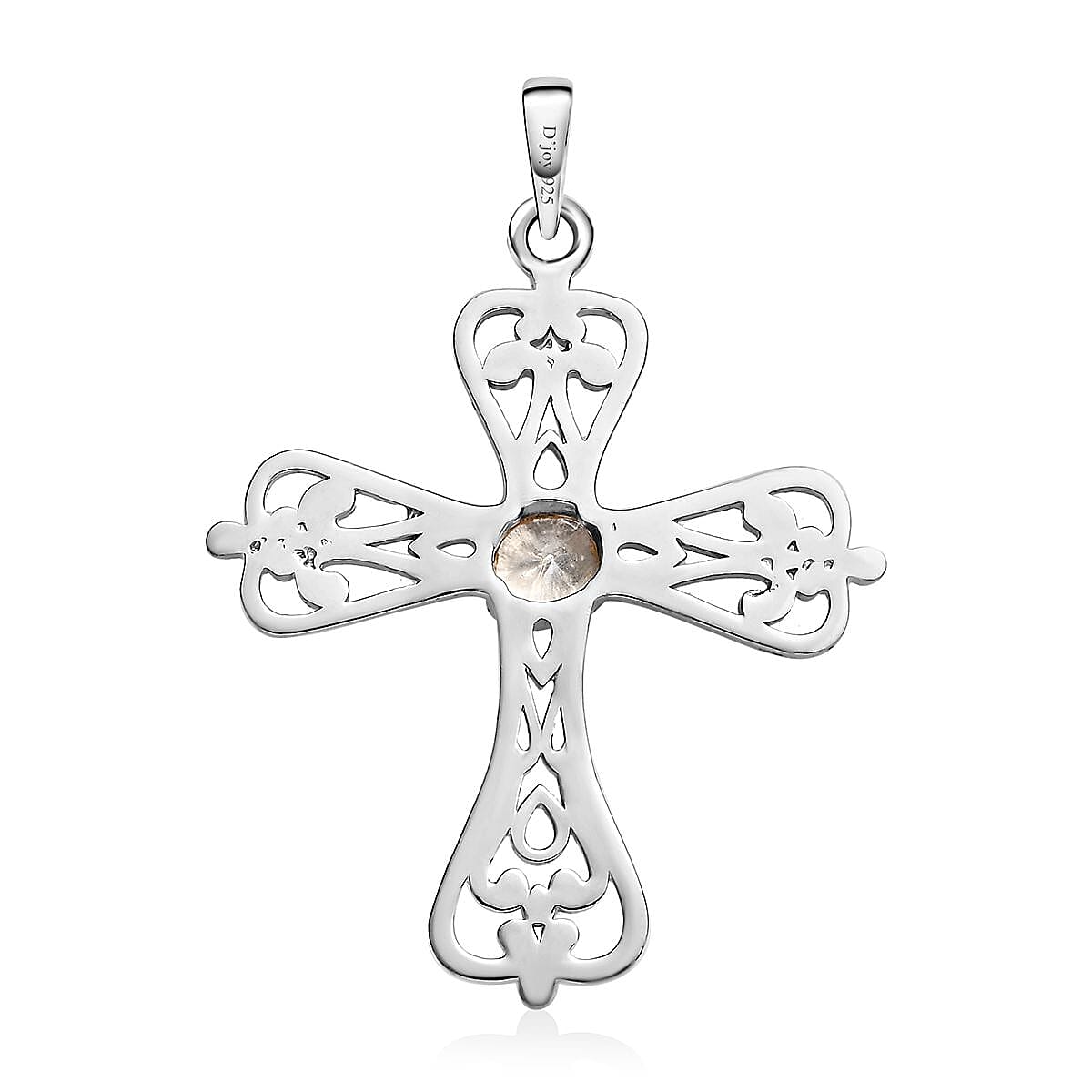 Artisan Crafted Polki Diamond 0.15 ctw Cross Pendant without Chain in Sterling Silver
