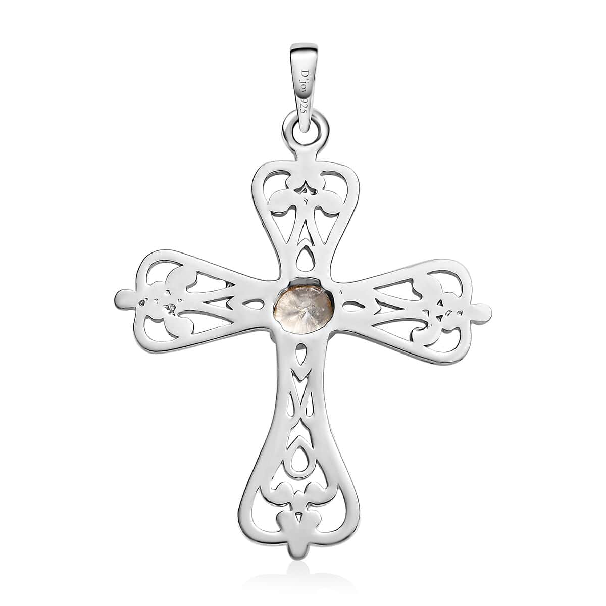 Artisan Crafted Polki Diamond 0.15 ctw Cross Pendant in Sterling Silver image number 4