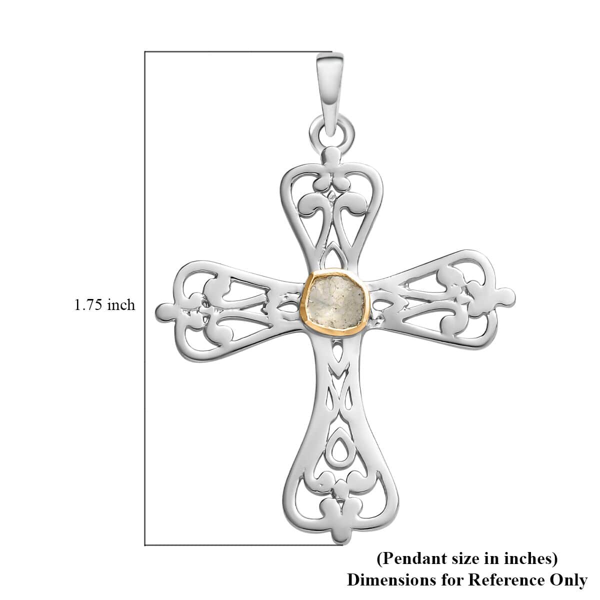 Artisan Crafted Polki Diamond 0.15 ctw Cross Pendant in Sterling Silver image number 5