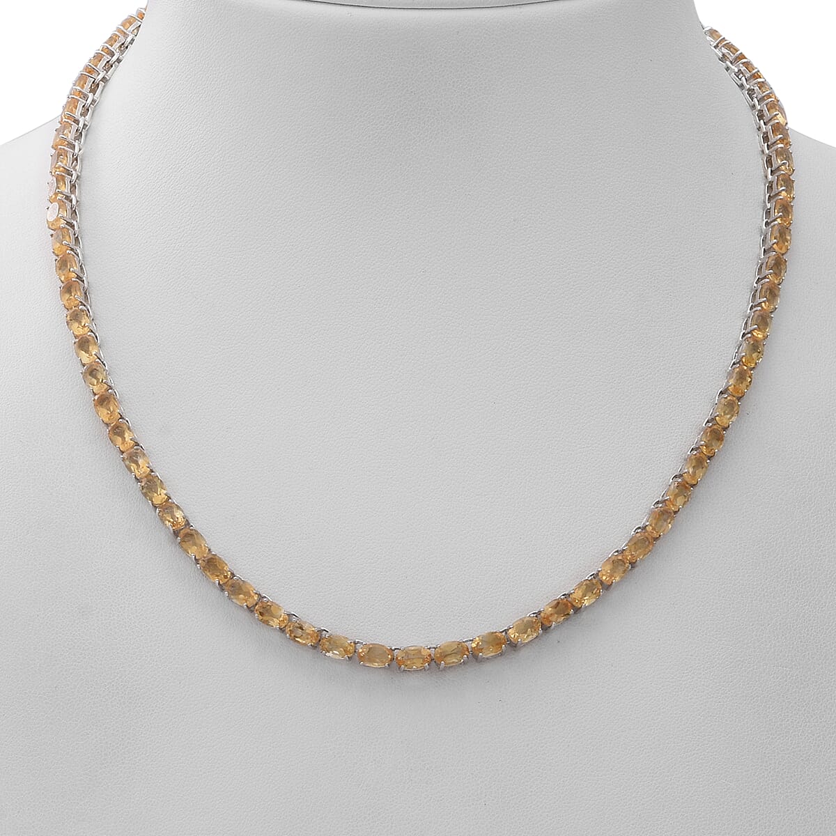Brazilian Citrine Tennis Necklace 18 Inches in Sterling Silver 32.40 ctw image number 1