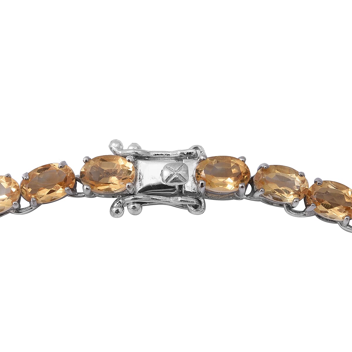 Brazilian Citrine Tennis Necklace 18 Inches in Sterling Silver 32.40 ctw image number 3