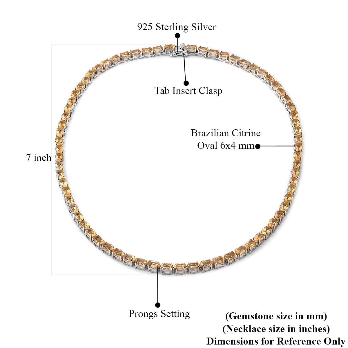 Brazilian Citrine Tennis Necklace 18 Inches in Sterling Silver 32.40 ctw image number 4