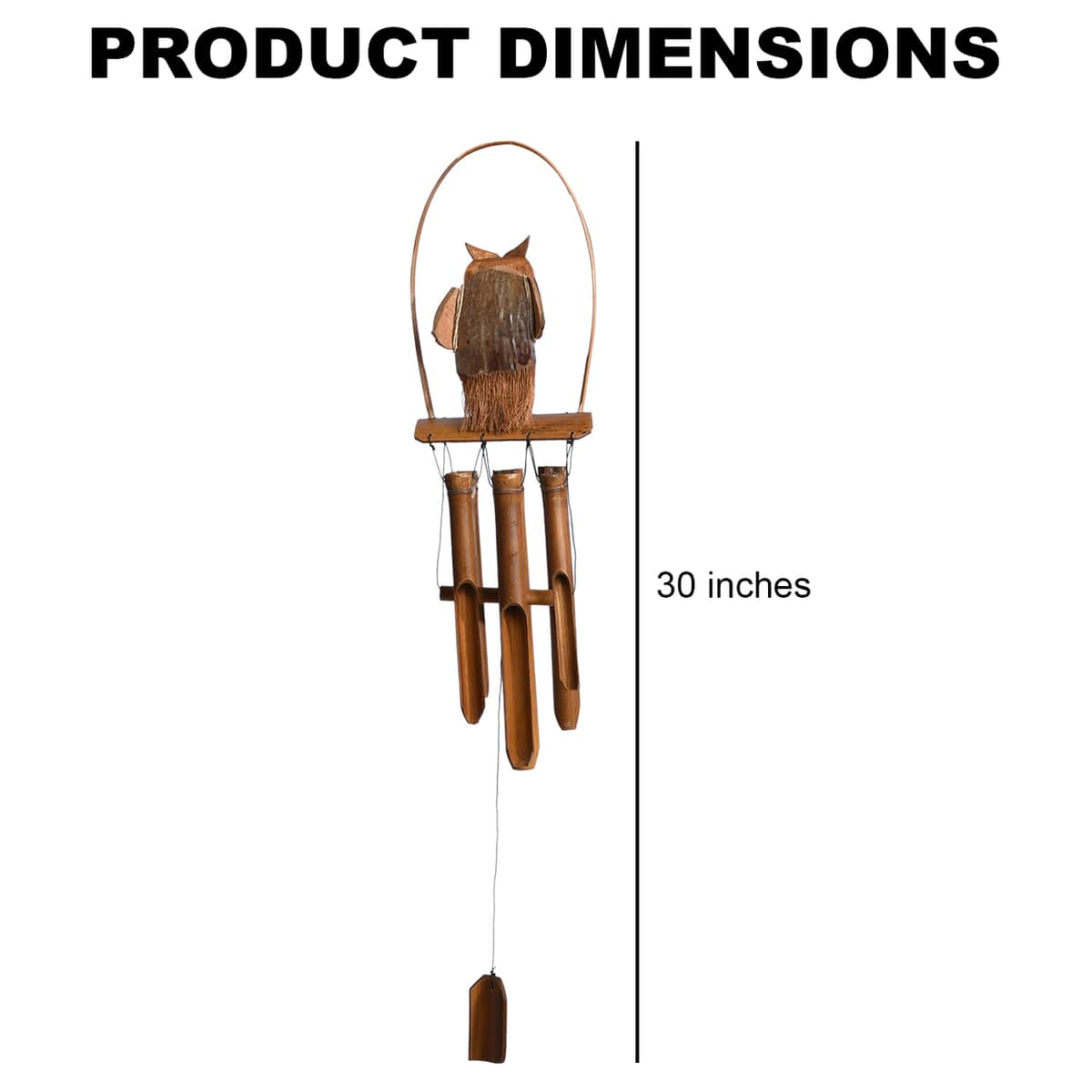 Bamboo Wind Chime With Owl On top image number 3