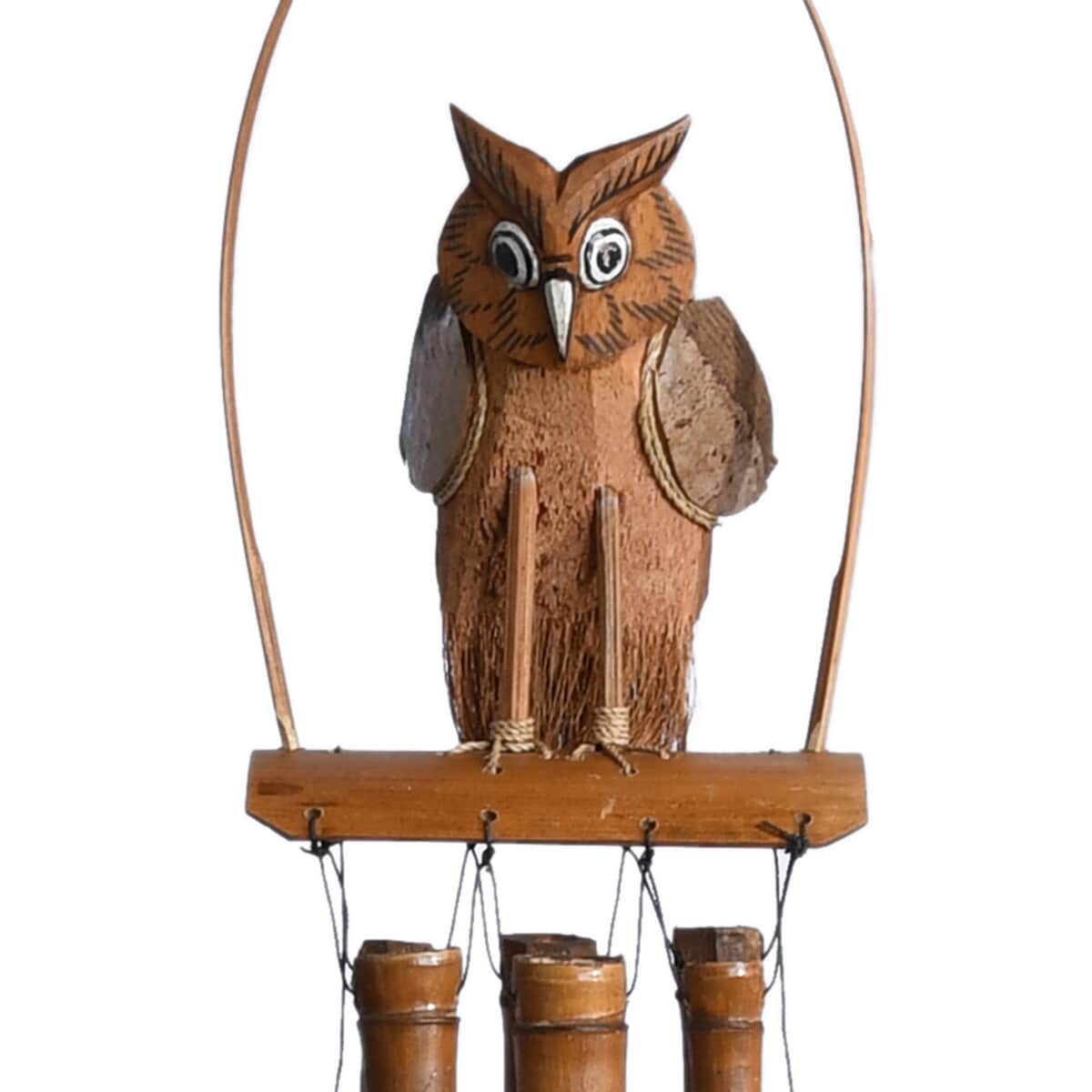 Bamboo Wind Chime With Owl On top image number 4