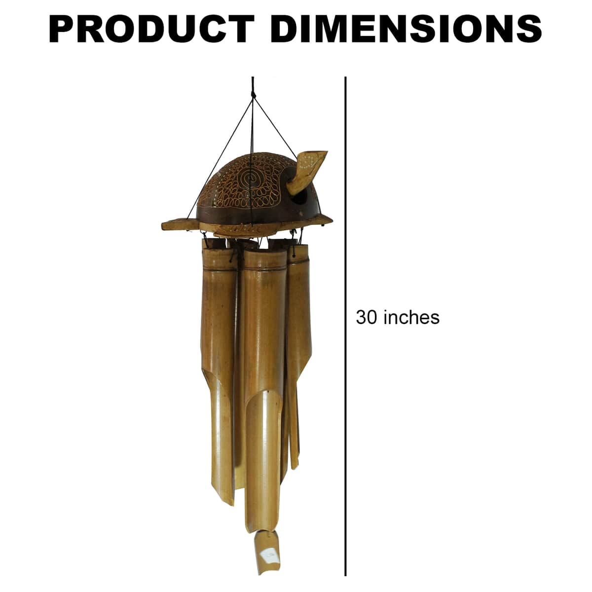 Bamboo Wind Chime With Turtle on top with Movable Head image number 3