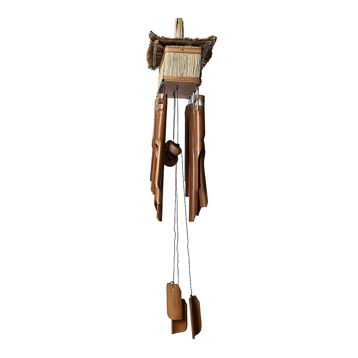 Bamboo Wind Chime With Grass Bird House 3 Holes image number 1