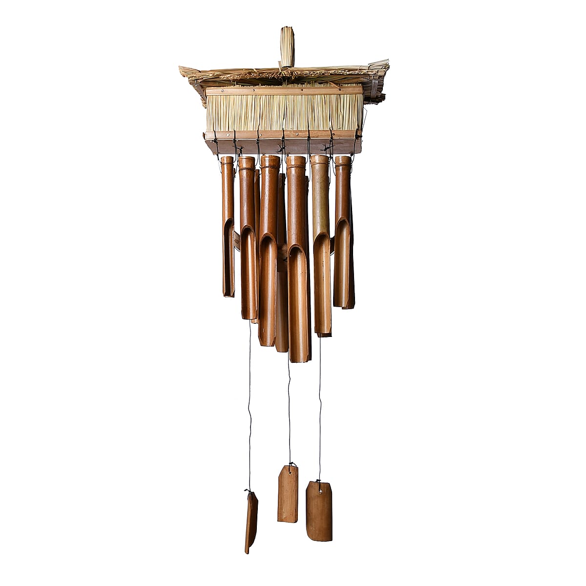 Bamboo Wind Chime With Grass Bird House 3 Holes image number 3