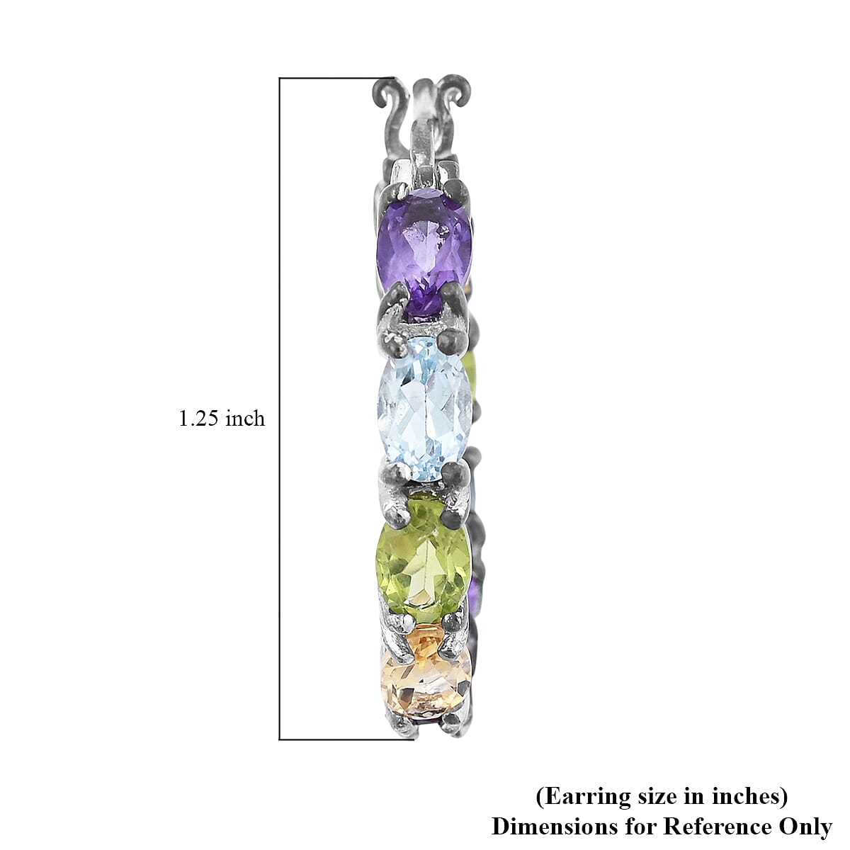 Multi Gemstone Inside Out Hoop Earrings in Sterling Silver 7 Grams 8.75 ctw