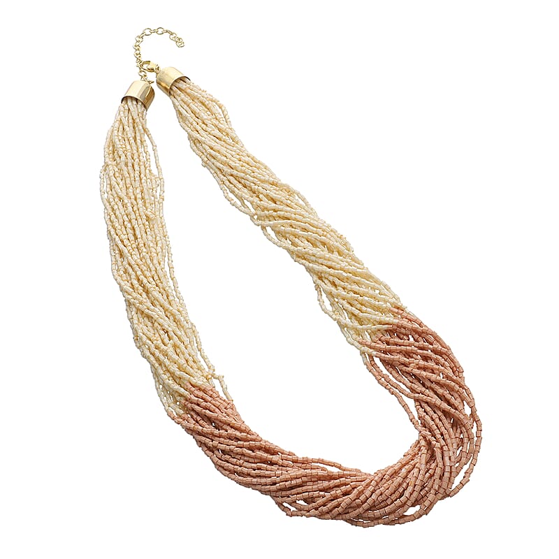 Ivory Glass Seed Beaded Necklace 22 Inches
