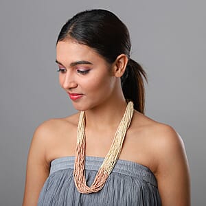 Ivory Glass Seed Beaded Necklace 22 Inches