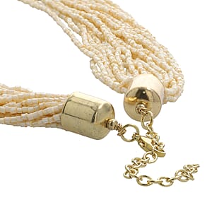 Ivory Glass Seed Beaded Necklace 22 Inches