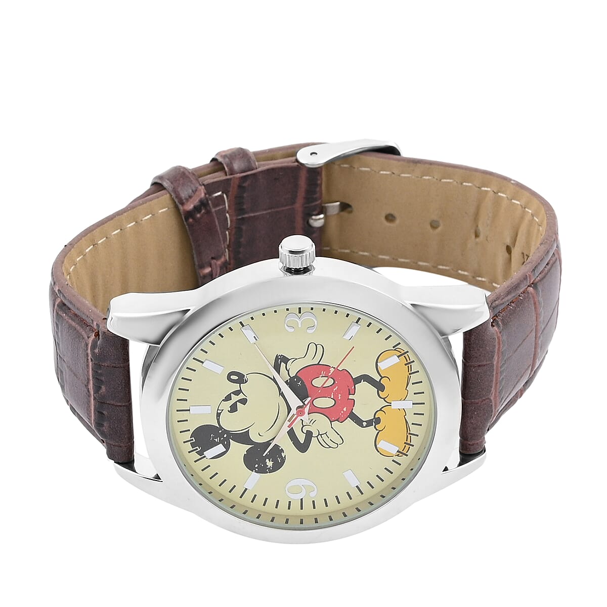 DISNEY Set of 2 Japanese Movement Mickey and Minnie Mouse Antique Brown Vegan Leather Strap His & Hers Gift Set Watch (35mm) image number 1