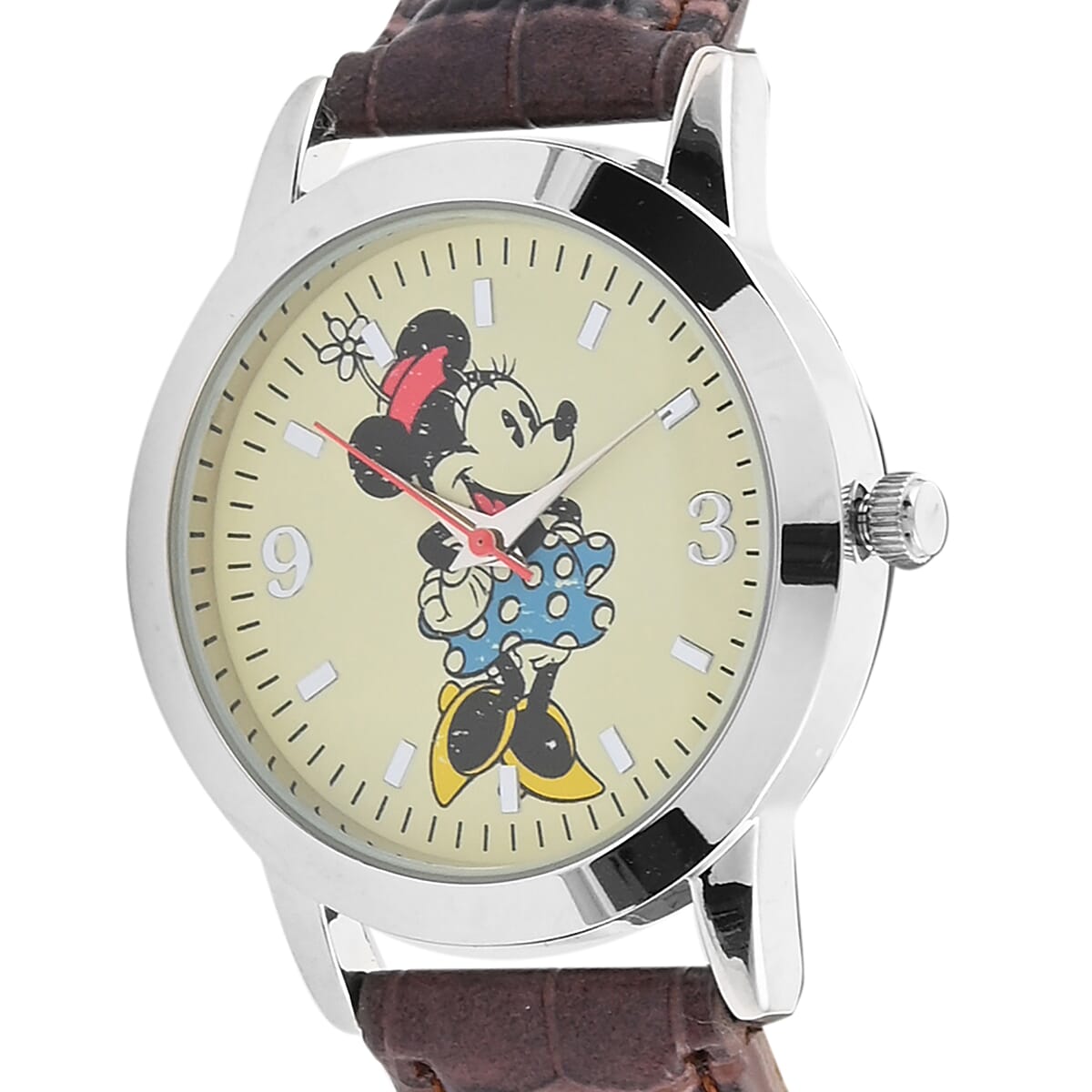 DISNEY Set of 2 Japanese Movement Mickey and Minnie Mouse Antique Brown Vegan Leather Strap His & Hers Gift Set Watch (35mm) image number 4