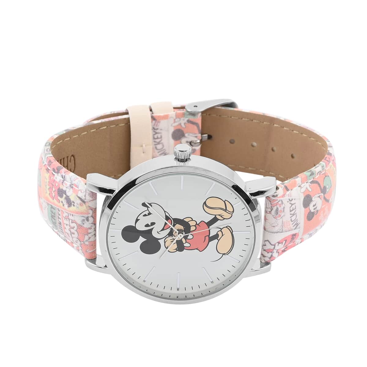 DISNEY Set of 2 Japanese Movement Mickey Mouse Light Red Comic Strip Vegan Leather Strap His & Hers Gift Set Watch (35mm) (40mm) image number 1