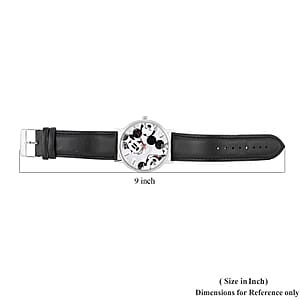 DISNEY Set of 2 Japanese Movement Red and Black Mickey Mouse Vegan Leather Strap His & Hers Gift Set Watch (35mm) (45mm)