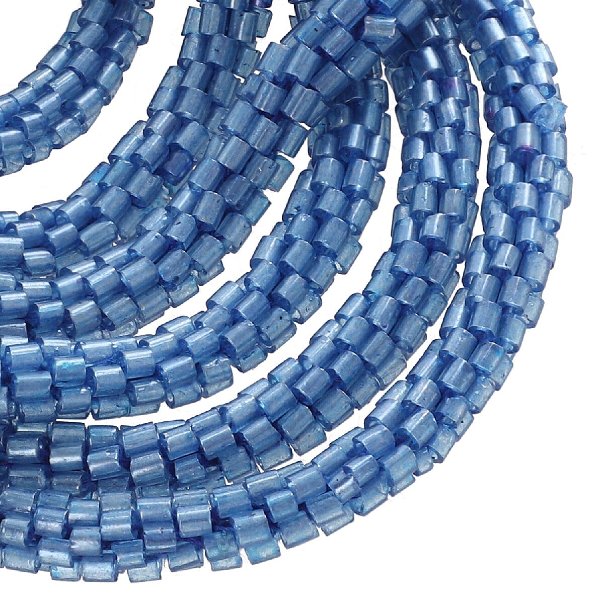 Blue Glass Seed Beaded Necklace 44 Inches image number 3