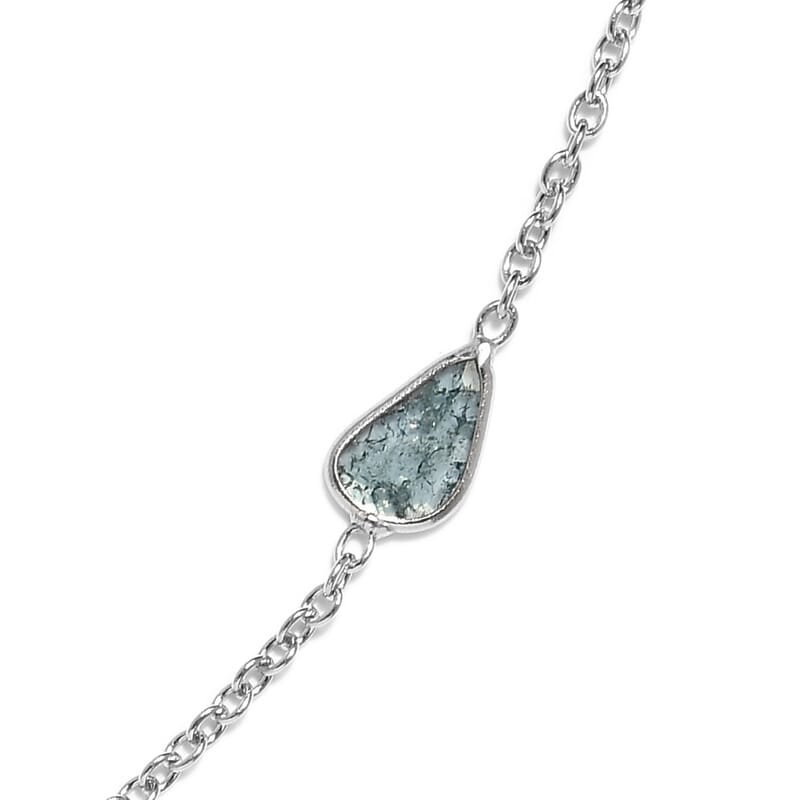Artisan Crafted Blue Polki Diamond Station Necklace 18 Inches in Platinum Over Sterling Silver 2.00 ctw